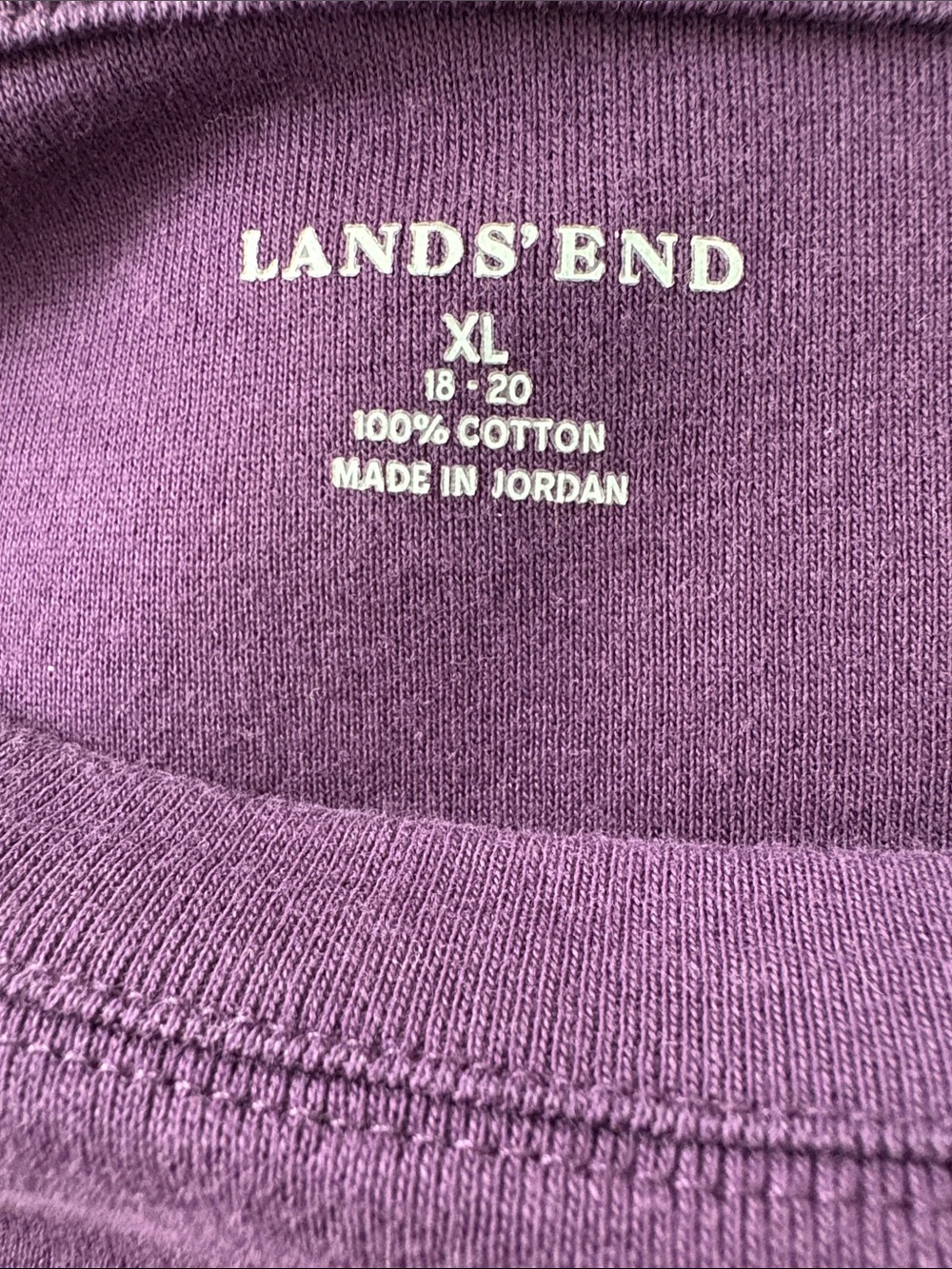 Lands' End Plum Crewneck Cotton Tee - Picture 2 of 5